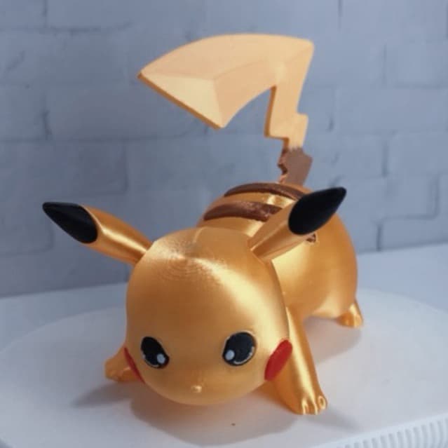 Pikachu Dourado 3D – Peça Decorativa / Colecionável