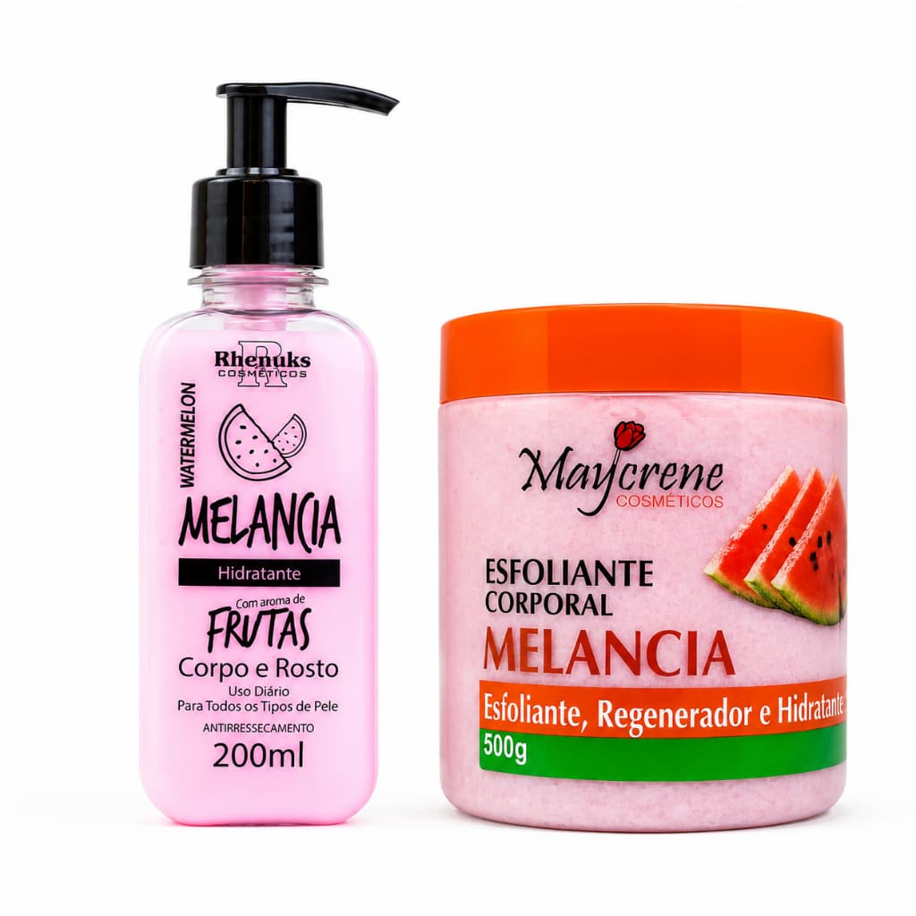 Kit Esfoliante Maycrene 500g E Hidratante Rhenuks Melancia 200ml