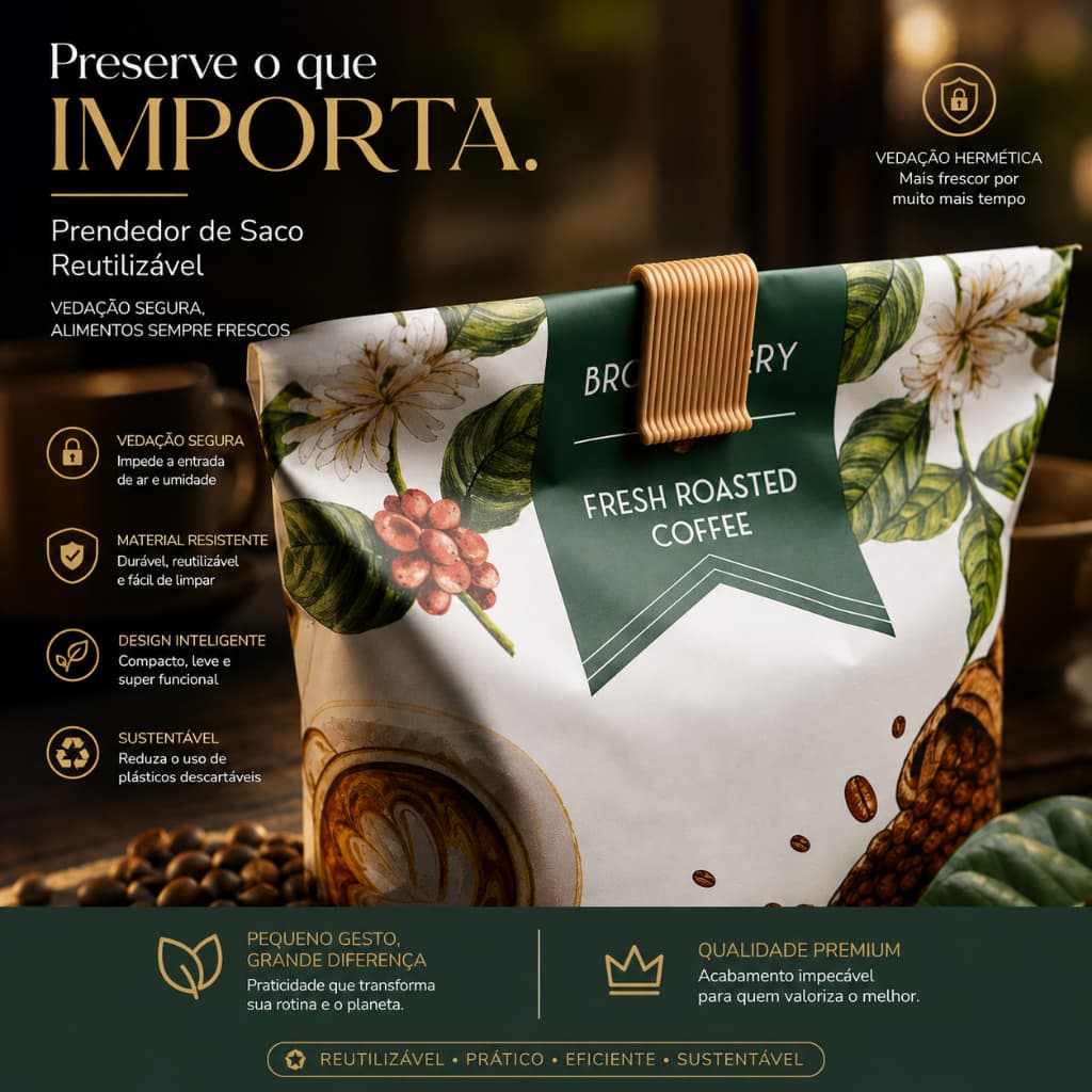 Prendedor de Saco Clip Vedação para Alimentos Reutilizável