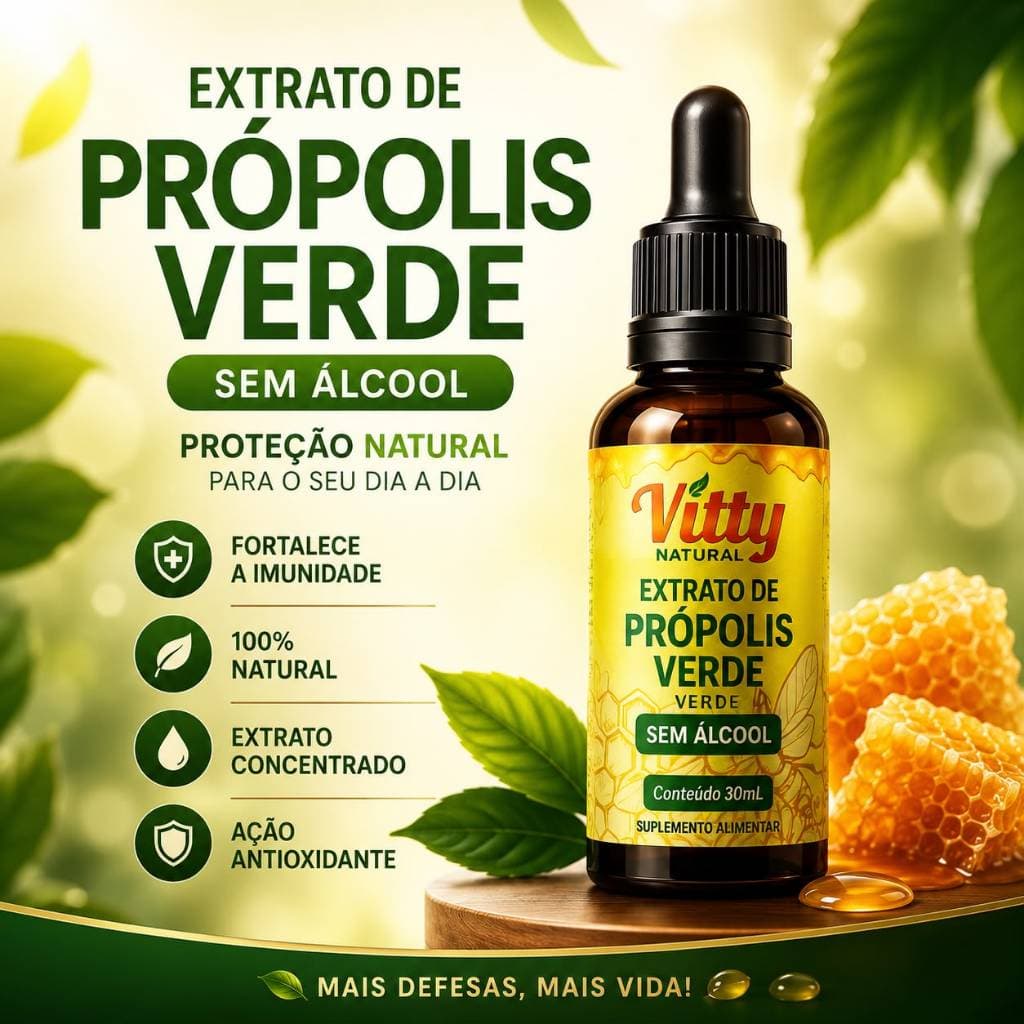 Própolis Verde Sem Álcool 30ml Extrato Concentrado Alta Potência