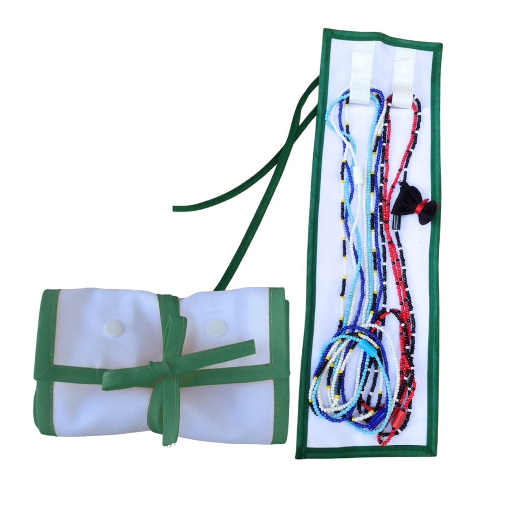 Saco Porta Guias BRANCO COM VERDE  Bolsa Porta Guia Exu é o Orixá Umbanda Candomblé