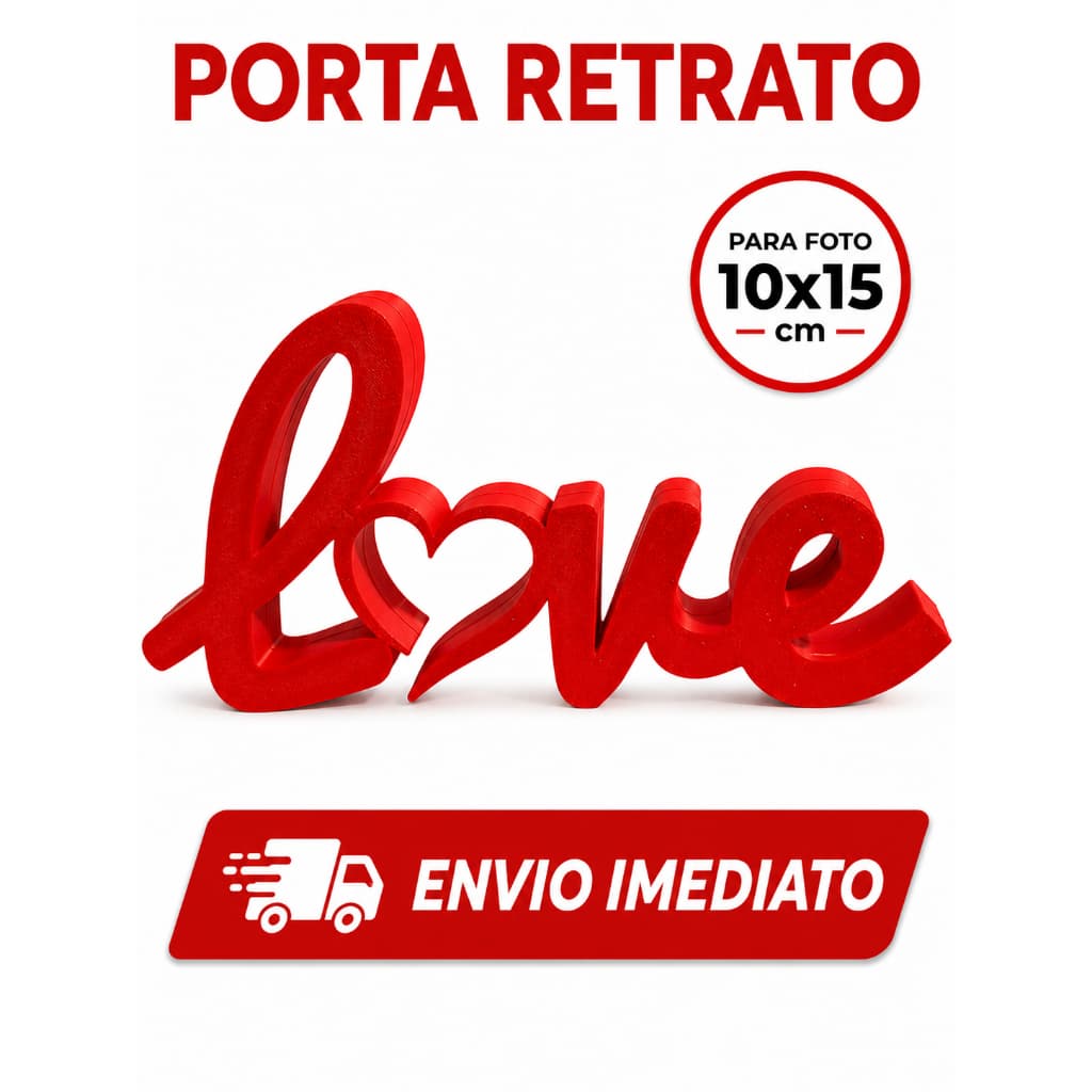Porta Retrato Love Decorativo Porta Foto Casal Presente Romântico Decoração Quarto Sala Mesa - Material Premium