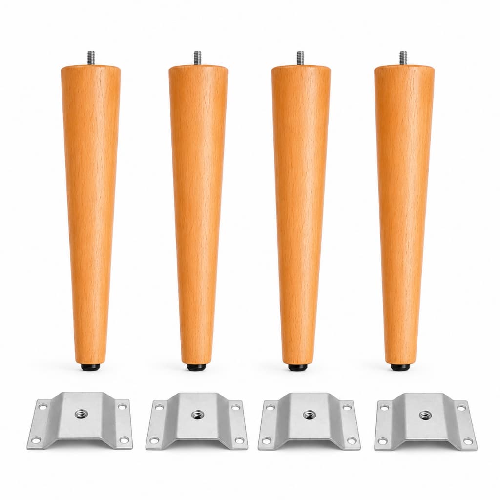 Kit 4 Pés Palito 30cm ou 35cm  Mel e Tabaco Madeira para Puff Poltrona Cadeira Mesa e Móveis