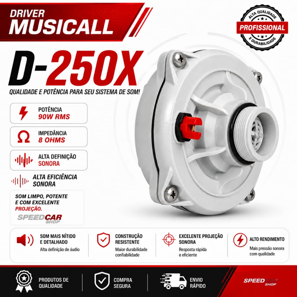 Driver D250X Similar Selenium  200W para Corneta Som Automotivo e Caixa de Som