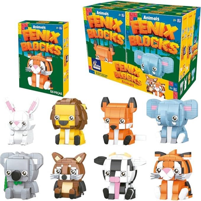 Bloco de Montar Infantil Animais Colecionáveis Fazendinha