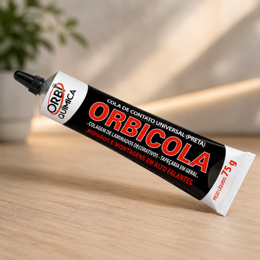 Cola de Contato ORBICOLA  75g Preta Forte Para Couro Madeira Tecido Carro