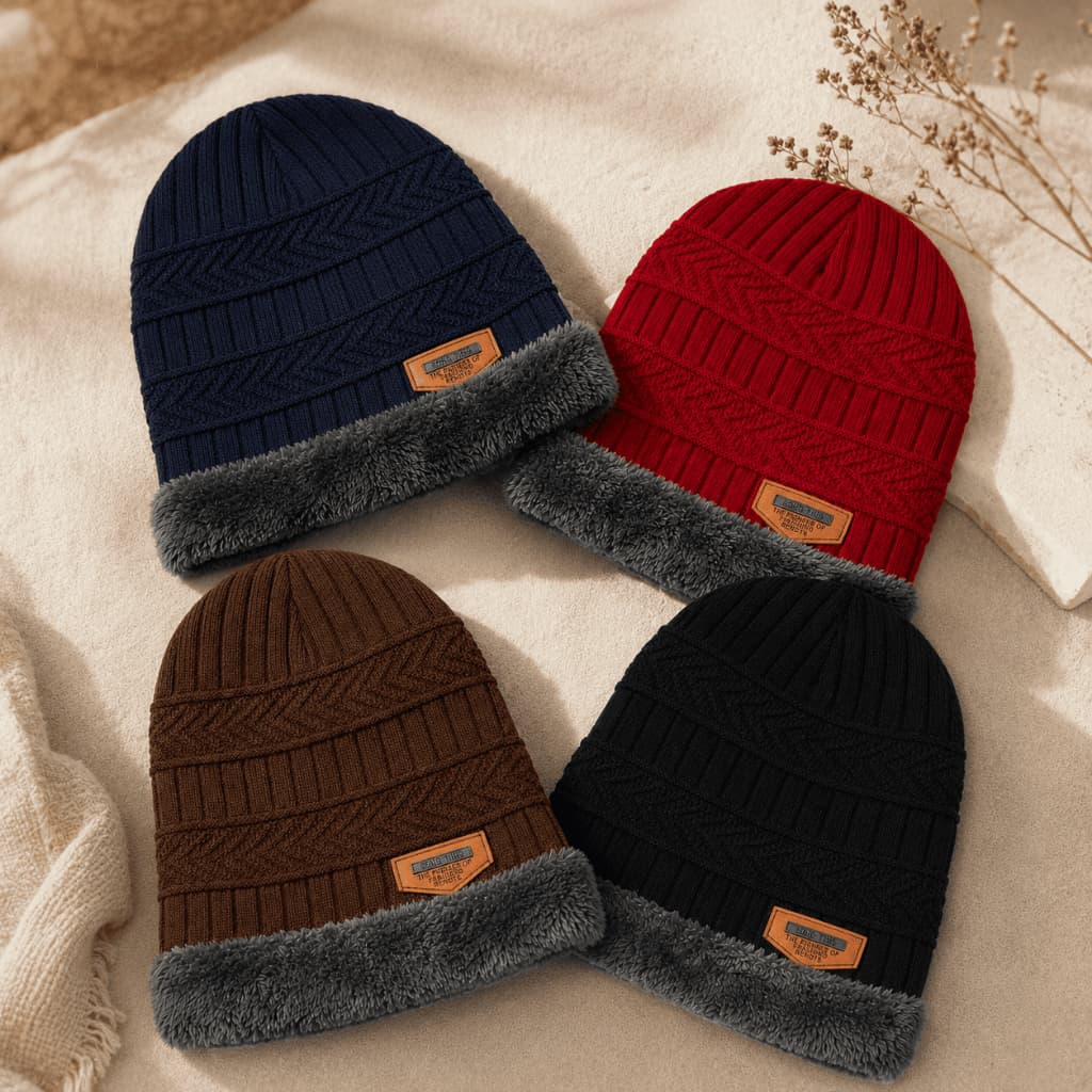 Touca Masculina Inverno Gorro Forrado com Pelúcia Quente Térmico para Frio Preto e Marrom