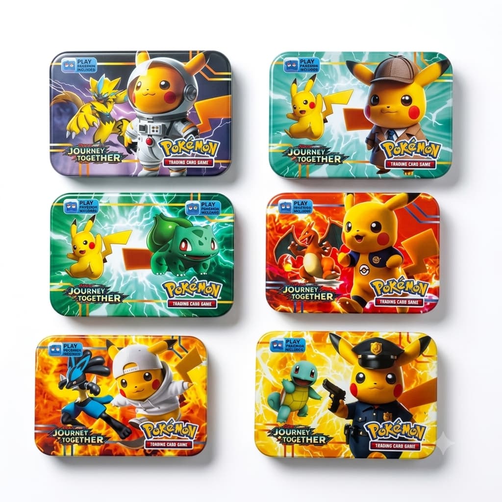 Kit com 40 Cartas Pokémon + Caixa Metalizada