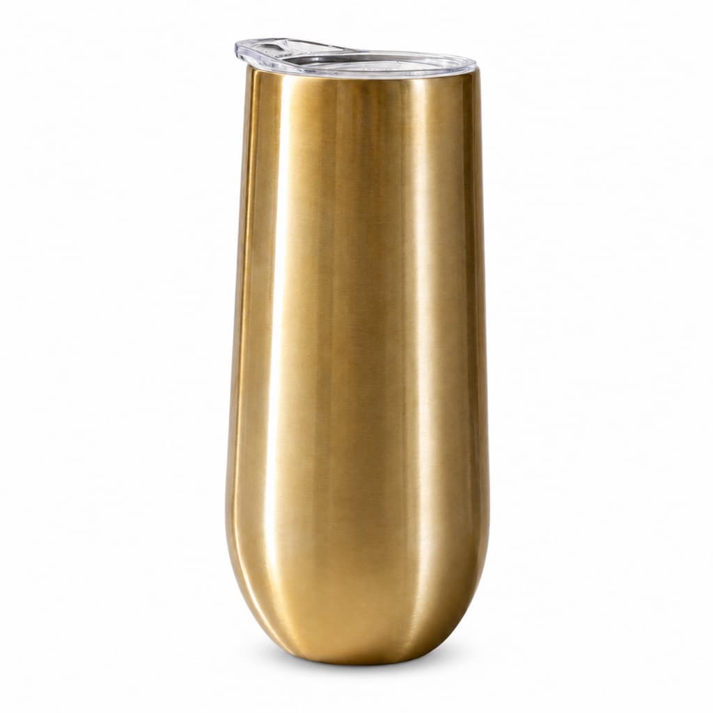 Copo Térmico Champanhe Espumante Drink 180ml Aço Inox Conserva Temperatura 6 Horas Dourado