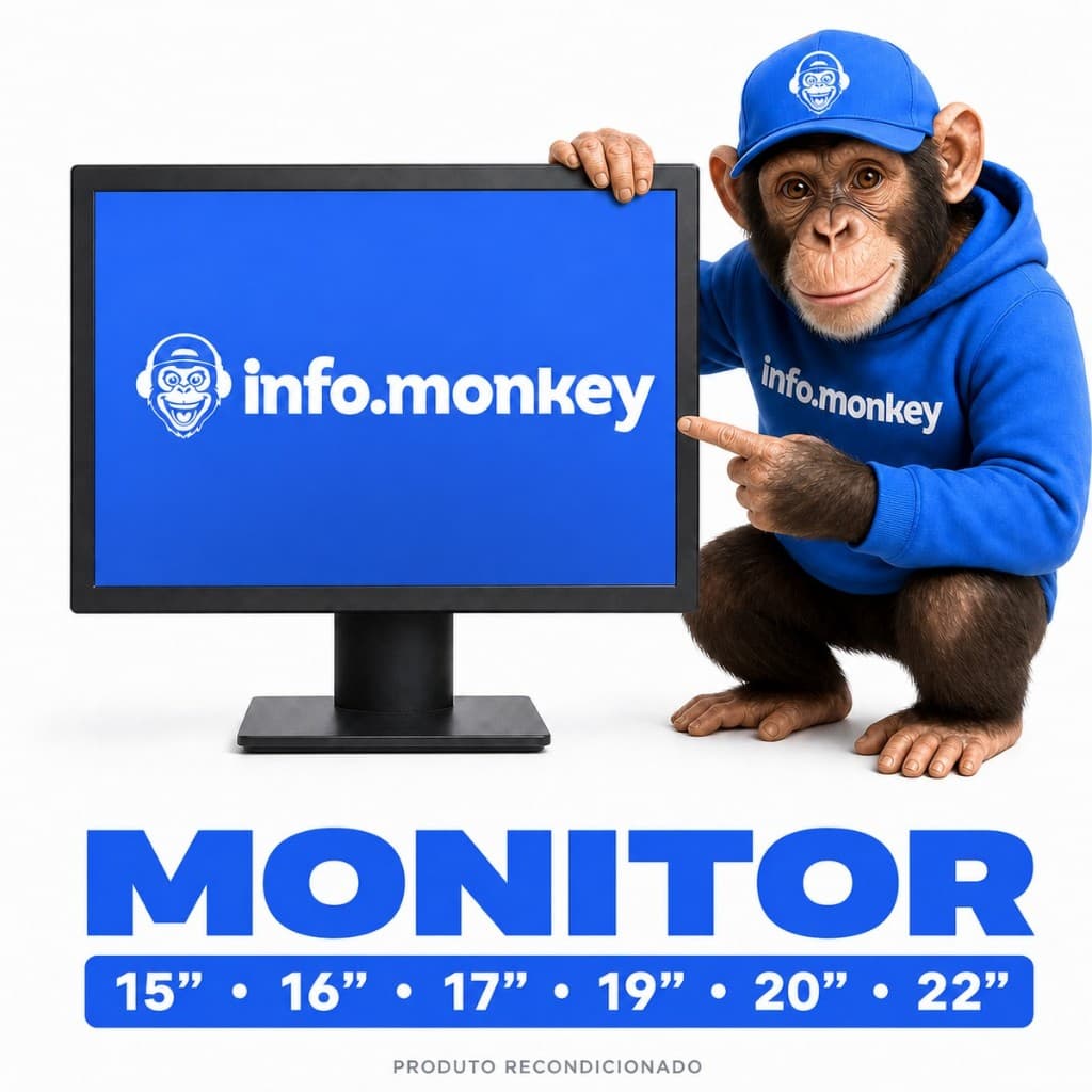 MONITOR VGA HDMI 15,16,17,19,20 E 22 POLEGADAS COM CABOS E GARANTIA