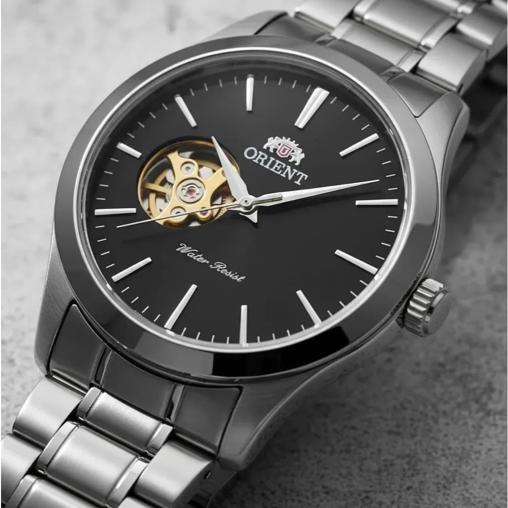 Relógio de Aço Inoxidável Automático Orient Open Heart Skeleton