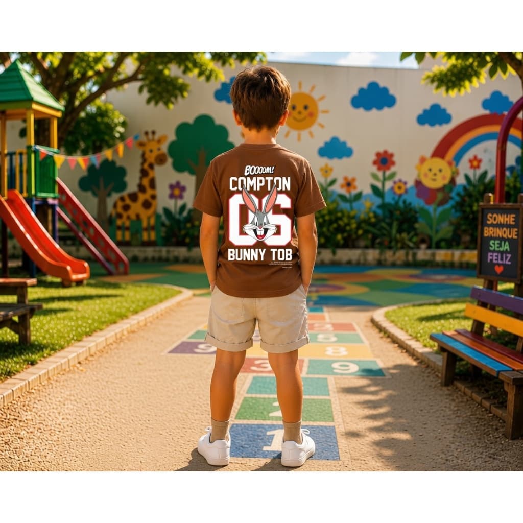 Camiseta Infantil Malha 30.1 100% Algodão Camisa Juvenil Estilosa Divertida Desenho Coelho Lolley
