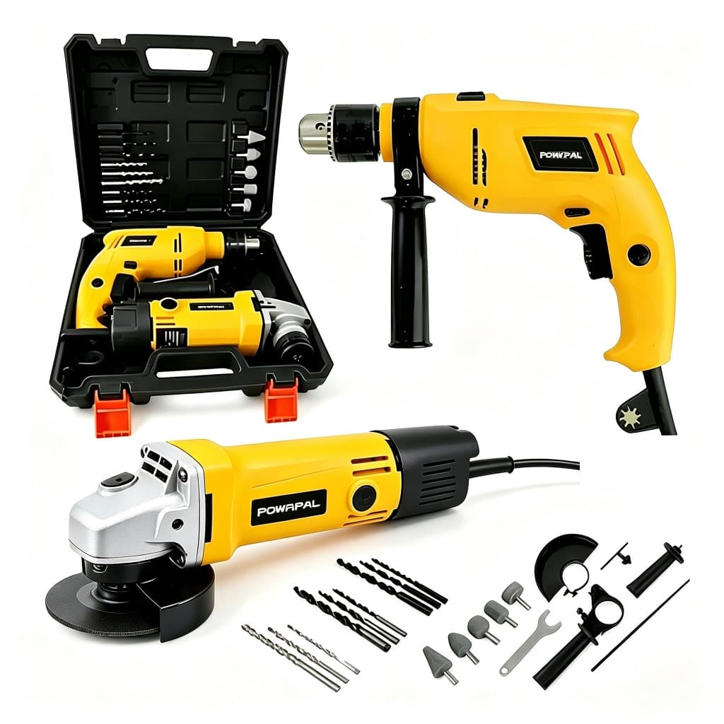 Kit Furadeira de Impacto parafusadeira + Lixadeira Esmerilhadeira com Maleta e Acessórios