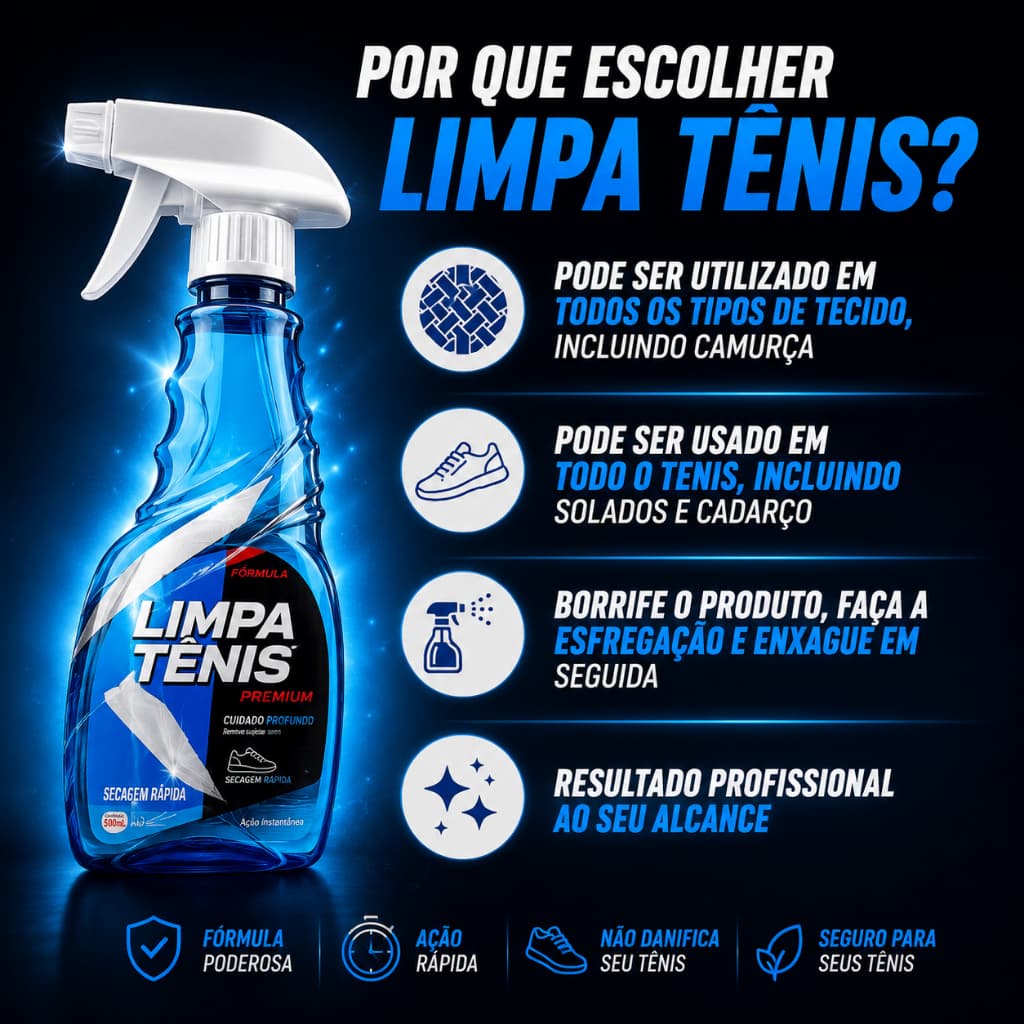 Limpa Tênis Spray 500ml Limpeza Profunda Limpa Sapato Branco Sola Camurça Couro Provita