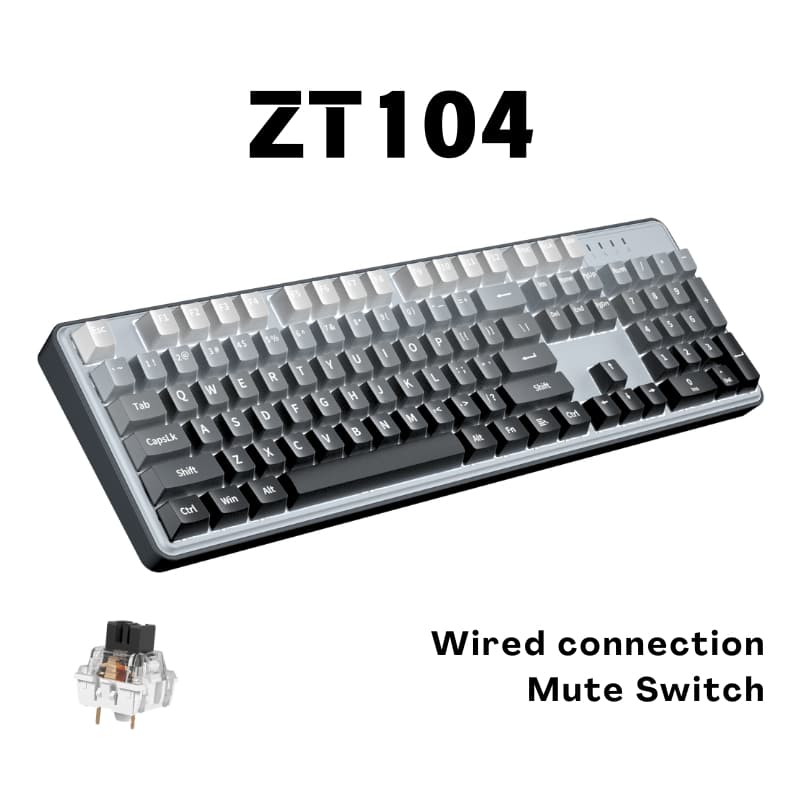 ZIFRIEND ZT104 Teclado mecânico 100%  Escritório Silent switches com fio NKRO Luz Branco LED Com teclado numérico