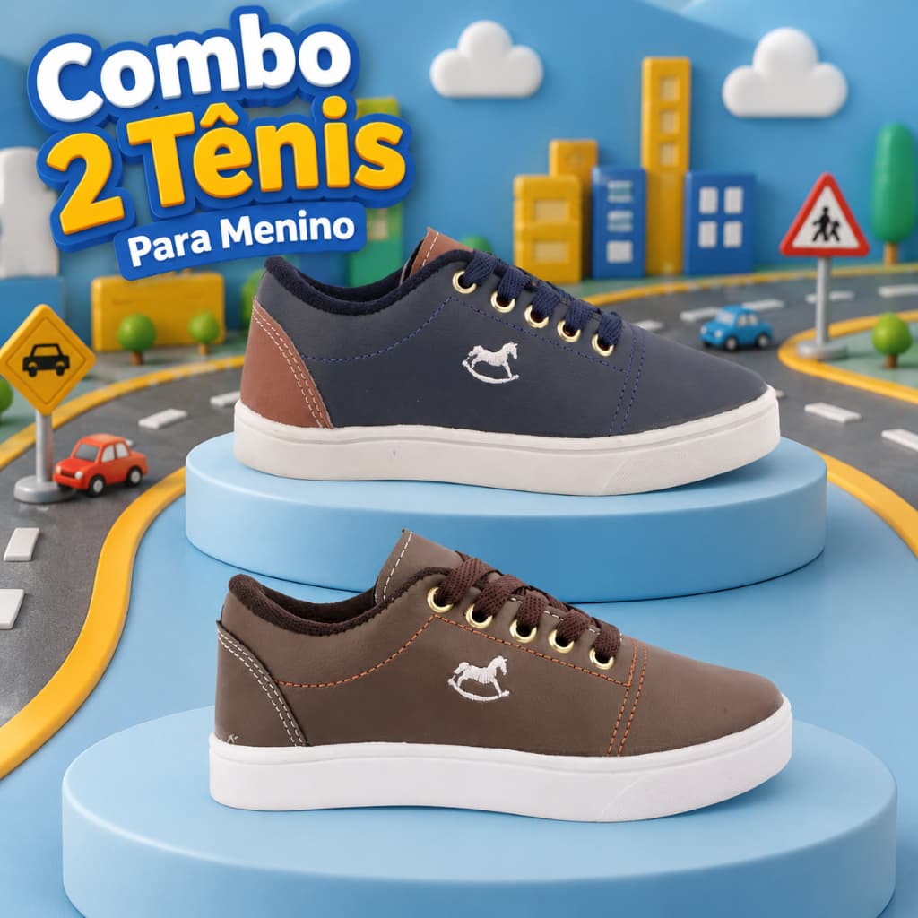 Combo 2 Tenis Casual Para Menino | Cores Lindas e Estilosas Com Conforto 26 ao 33 | COMPRE O COMBO