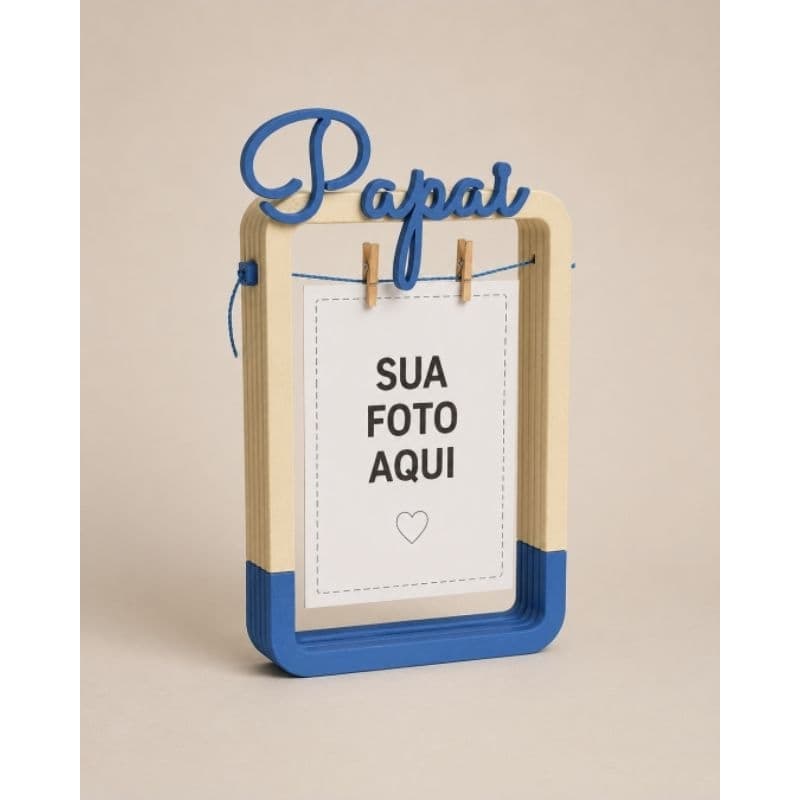 Porta Retrato Papai Personalizado com Prendedor – Presente Criativo e Decorativo para Dia dos Pais
