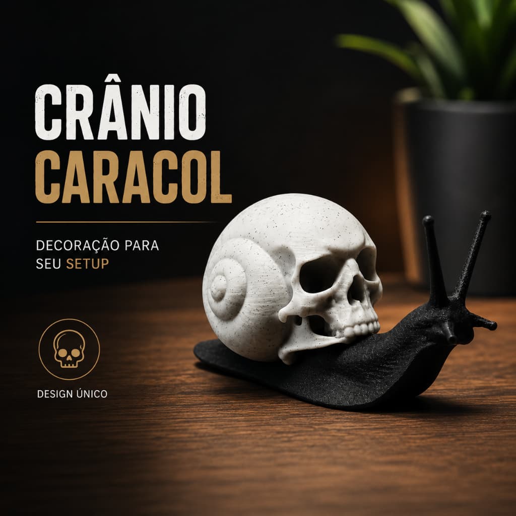 Escultura Caracol Caveira Skull Snail Decoração setup Gamer Skull, Halloween, Horror, Enfeite de mesa, Decoração