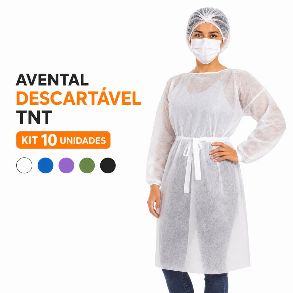 Kit 10 Aventais Descartáveis TNT G30 Manga Longa Jaleco