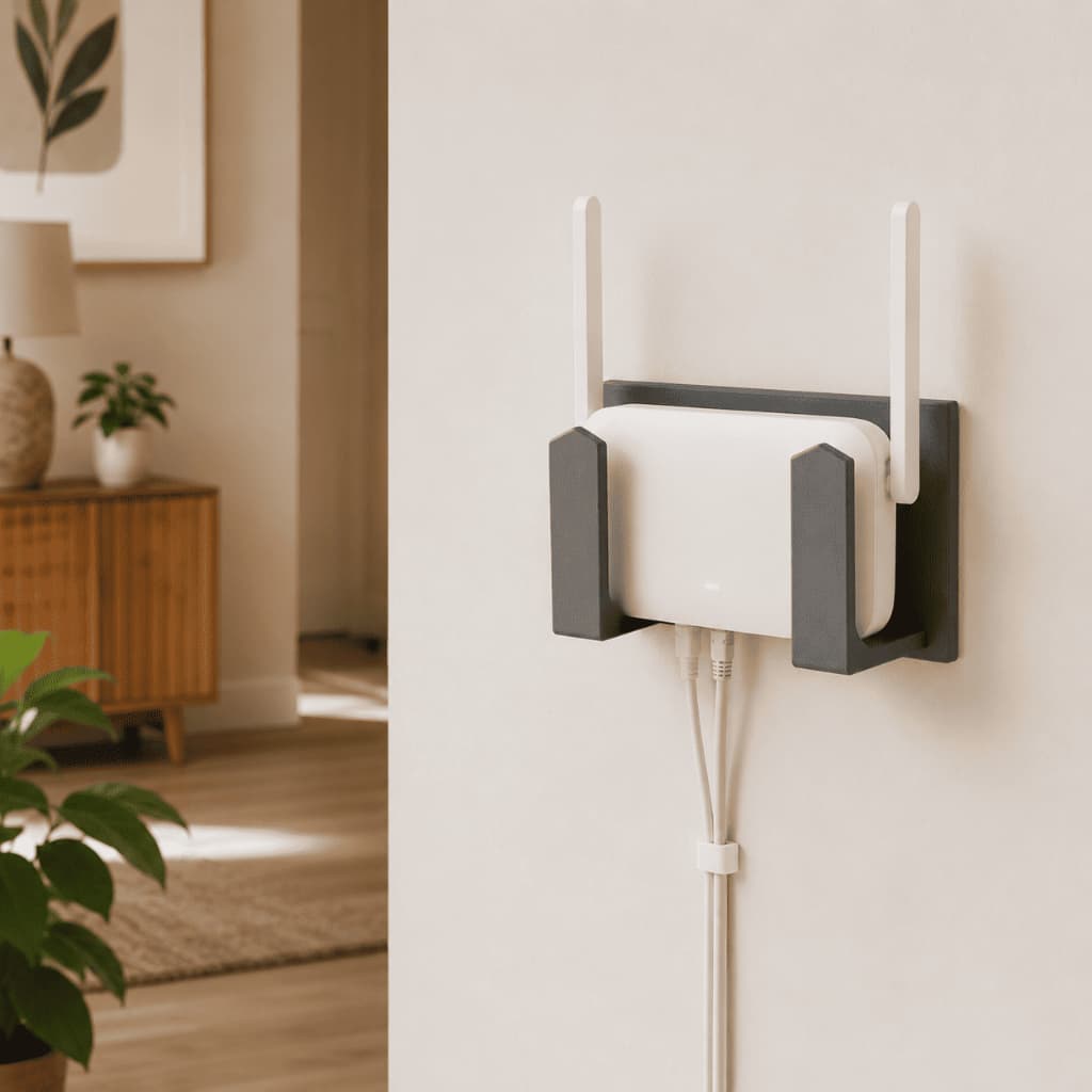 Suporte de Parede para Roteador e Modem Wi-Fi com Fita Dupla Face Sem Furo