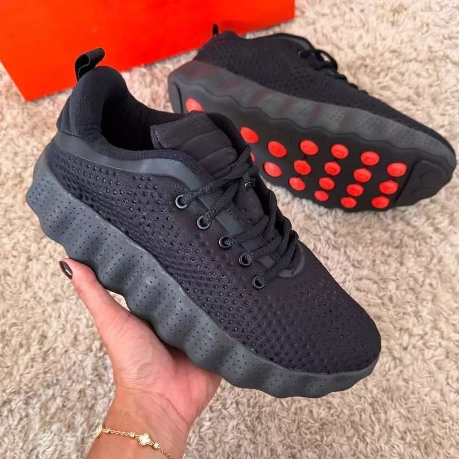 Tênis masculino adulto casual da moda Mid preto laranja
