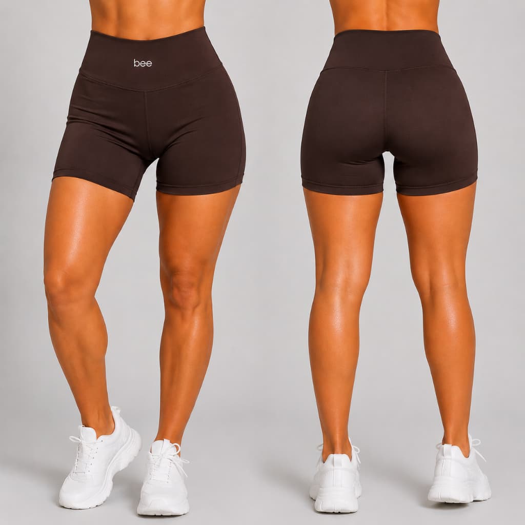 Short Fitness Feminino Cós Alto Zero Transparência Compressão Academia Treino Modelador Confortável Bee For You