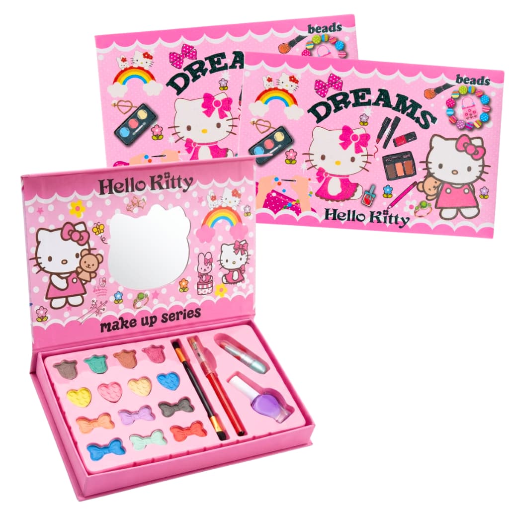 Kit Maquiagem Infantil Hello Kitty Paleta De Sombras Menina Estojo Completo Com Espelho Presente Infantil