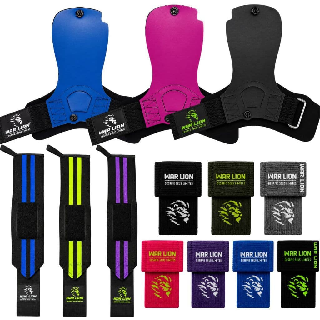 Kit 3 Peças Grip Crossfit Profissional + Munhequeira Seca Suor + Munhequeira Elástica | Grip Musculação Premium
