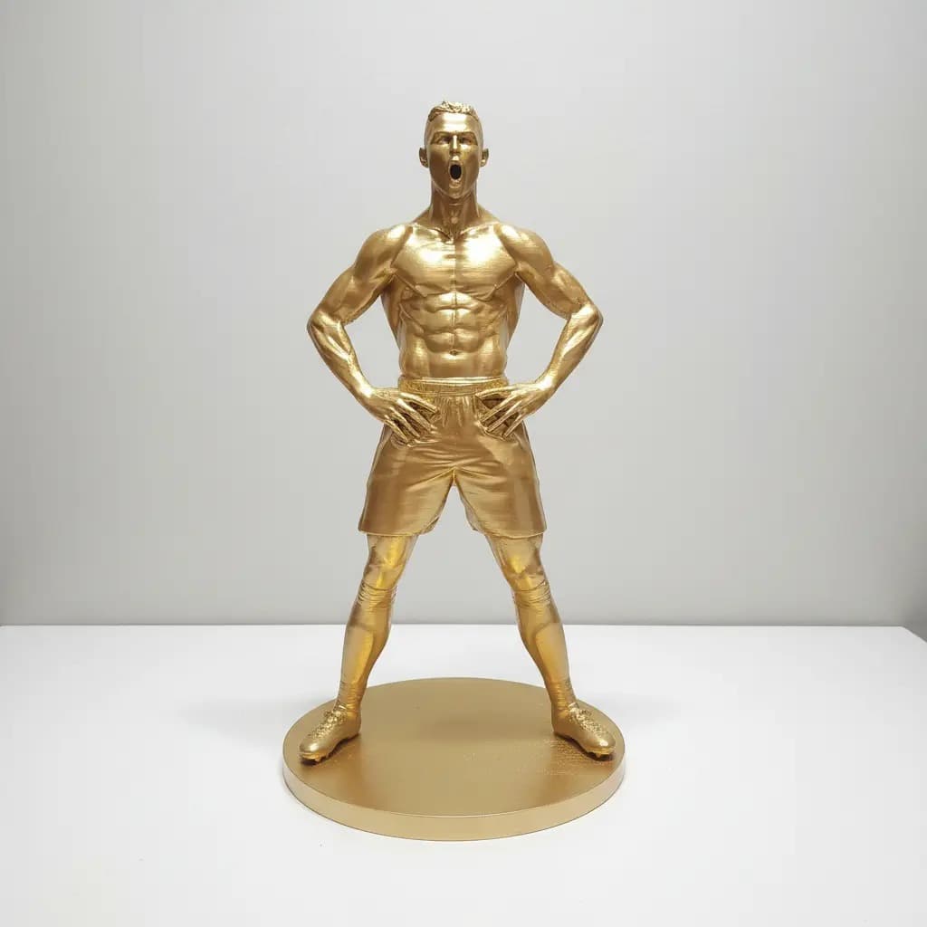Estatueta Decorativa Cristiano Ronaldo CR7 24cm Dourada