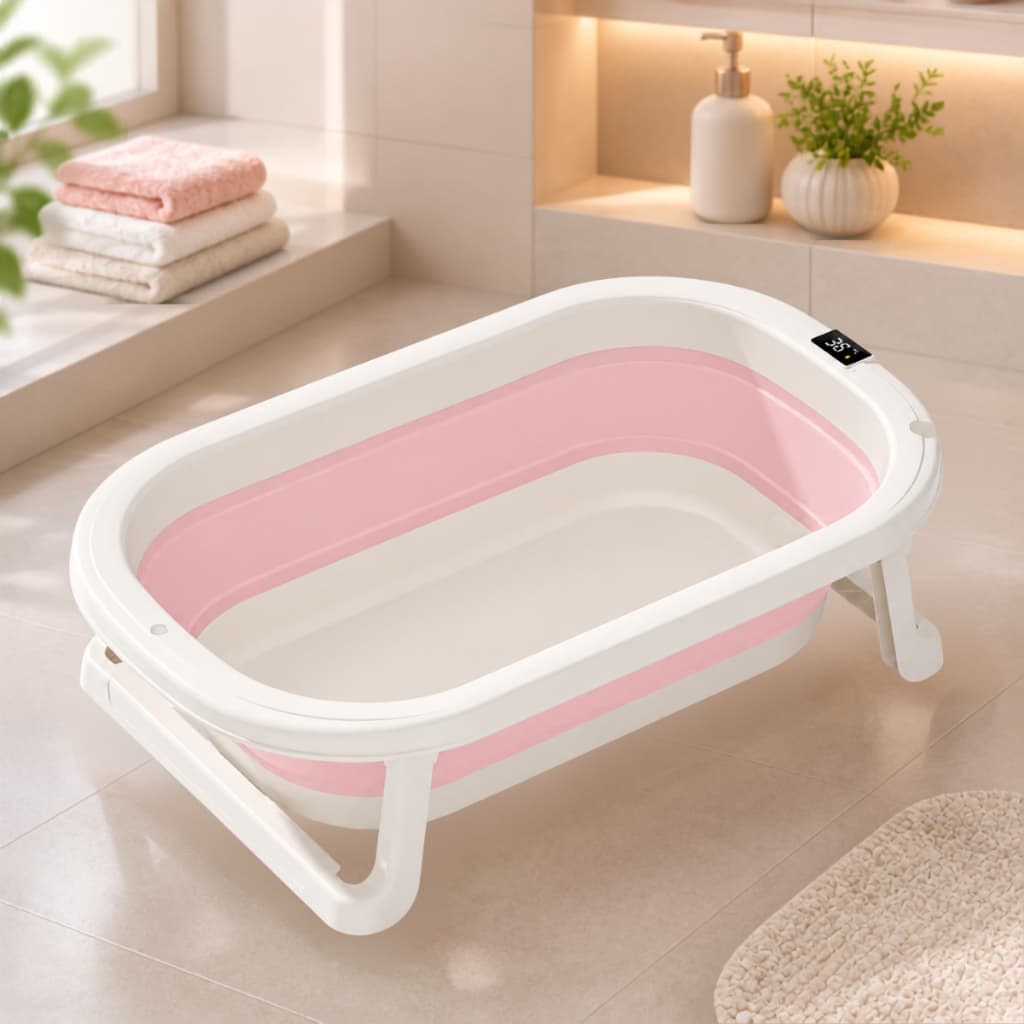Banheira Infantil Dobrável Antiderrapante Banheira Inteligente Para Bebê Com Sensor Temperatura 40L