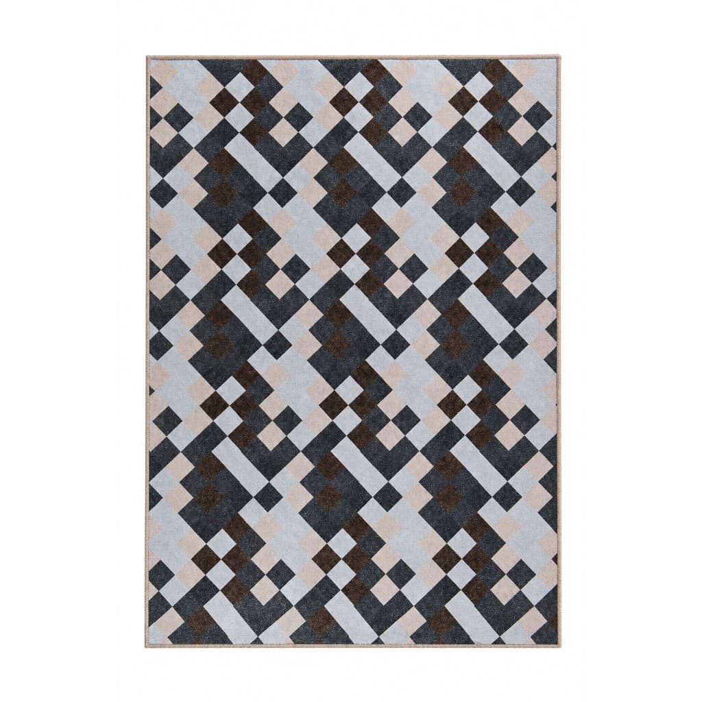Tapete Antiderrapante 100x150 Pratik Game Cinza Conforto Para Sala Quarto