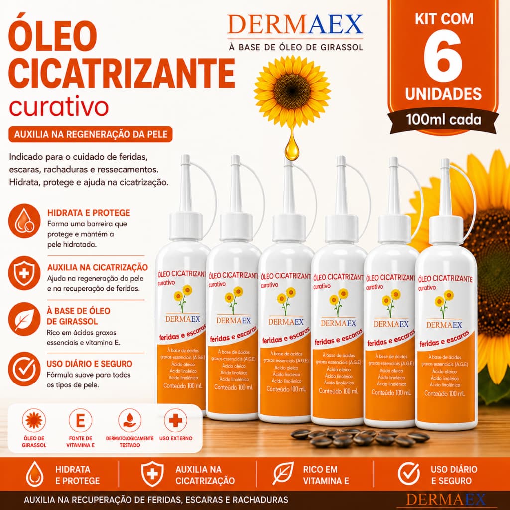 6 Unidades de Dermaex - Óleo de Girassol 100ml - Nutriex