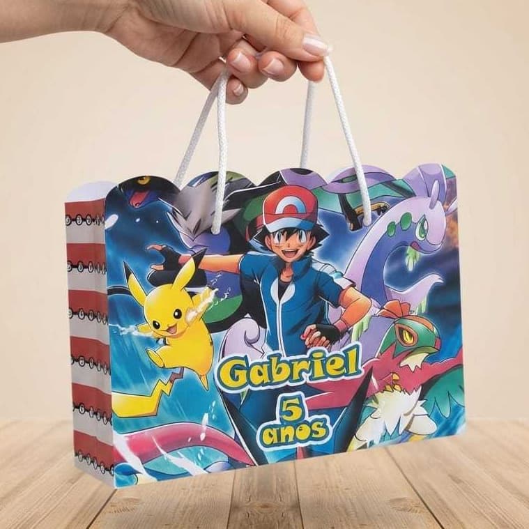 Sacola Pokemom para brindes e lembrancinhas Interativa para Colorir personalizada/festa infantil/papelaria personalizada