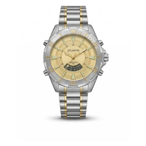 Relogio Atlantis Dourado Com Prata A3482