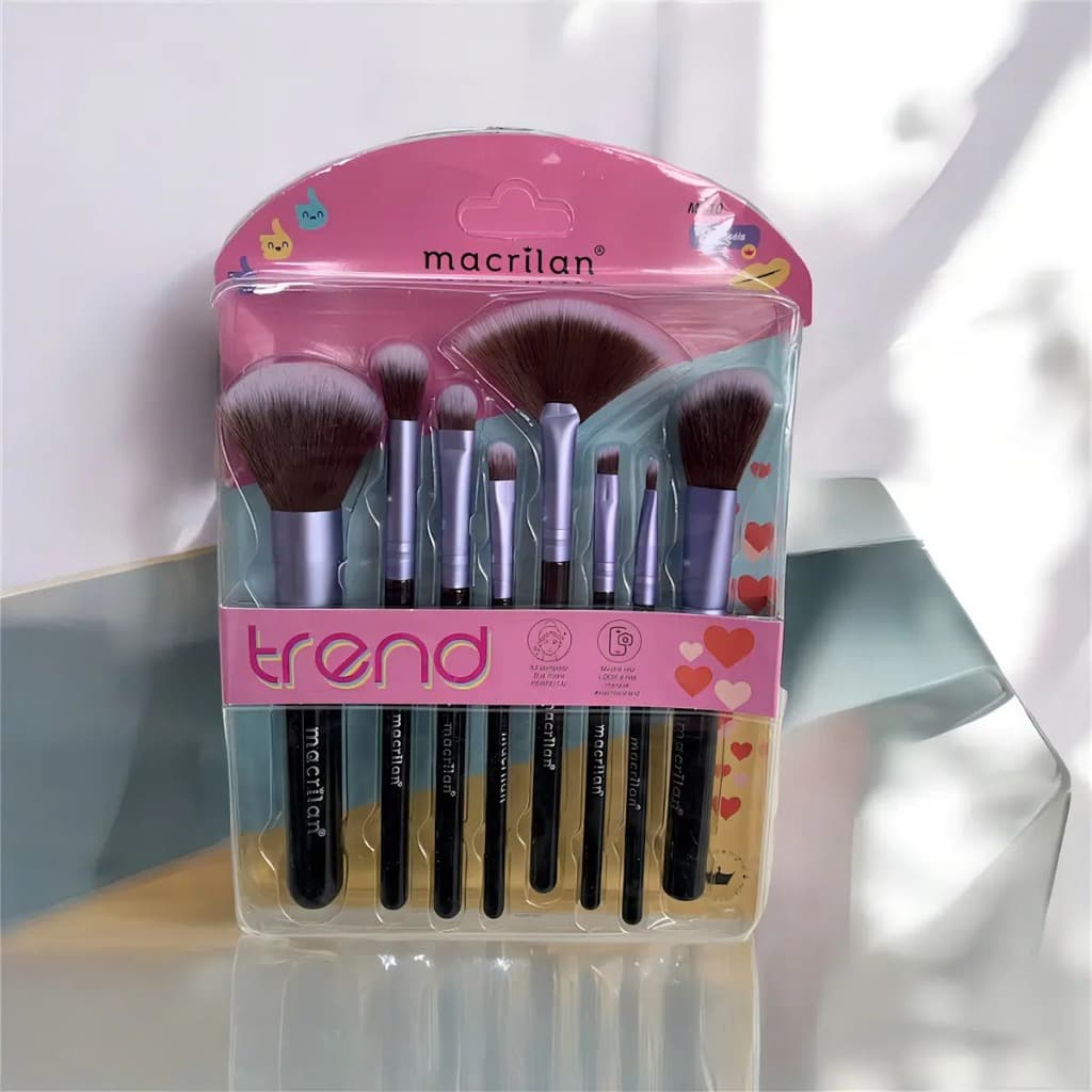 Pincel Macrilan Trend Maquiagem | Cerdas Macias | Profissional | Pincel para Base, Pó, Blush e Sombra