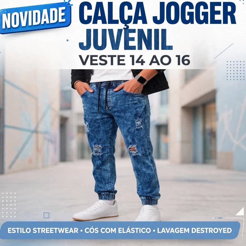 Calça Jogger Juvenil Calça Jeans Para adolescente 14 e 16 Anos