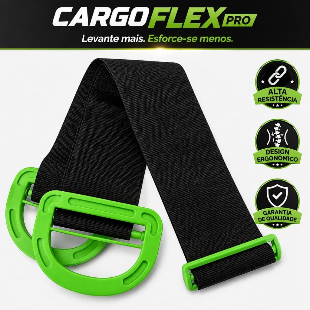Cinta Ergonômica Levantamento de Cargas Alça para Carregar Caixas Móveis CargoFlex Pro Ajustável Reforçada