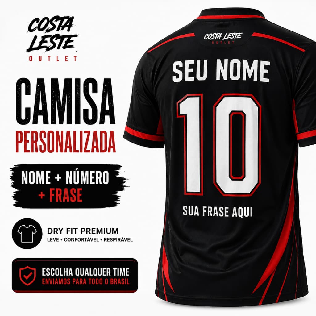 Camisa Personalizada de Time I Nome+Número+FRASE I Qualquer Time I Dryfit Premium I Masculina&Feminina I CostaLeste