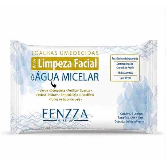 Toalhas Umedecidas - Água Micelar Fenzza - Demaquilante | Limpeza Facial | Remove a Maquiagem e Purifica a Pele