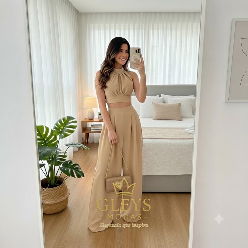 Conjunto Duna Calça Pantalona + Blusa Novidade Lançamento Tendencia 2026