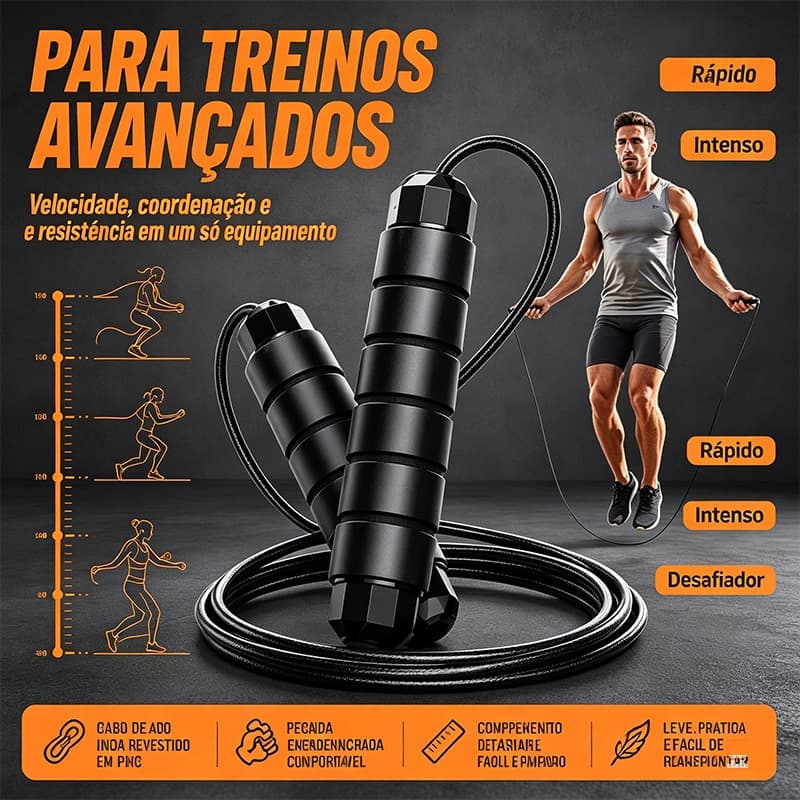 Corda de Pular Ajustável 3M Com Rolamento - Melhora o Condicionamento Físico e Resistência