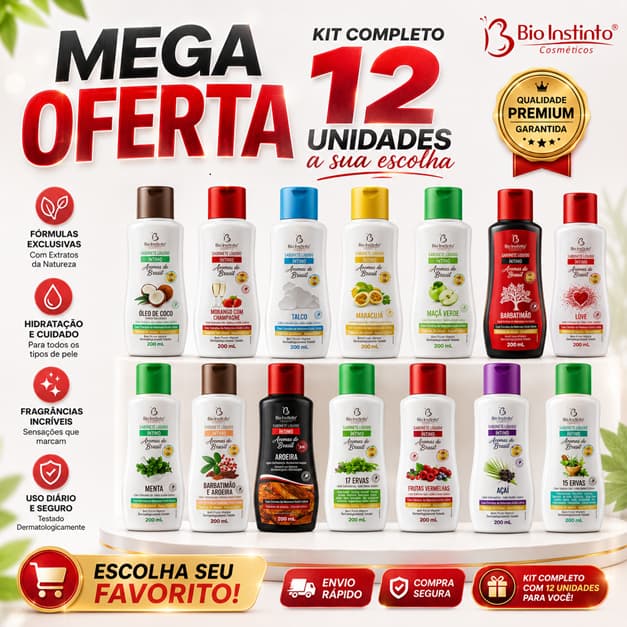 Kit 12 Sabonete Misto Liquido Intimo Aromas Do Brasil 200ml - Bio Instinto