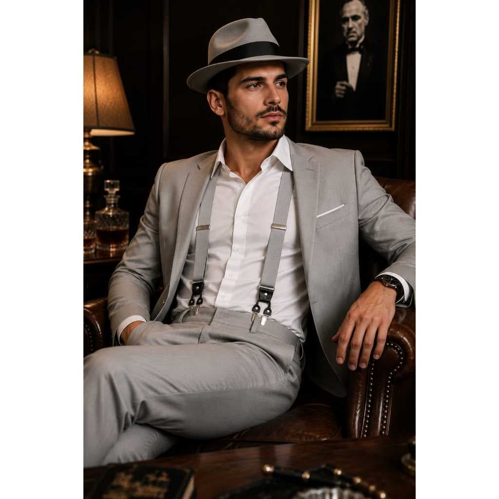 Suspensório Masculino Super Luxo Plus Size 6 Garras Preto