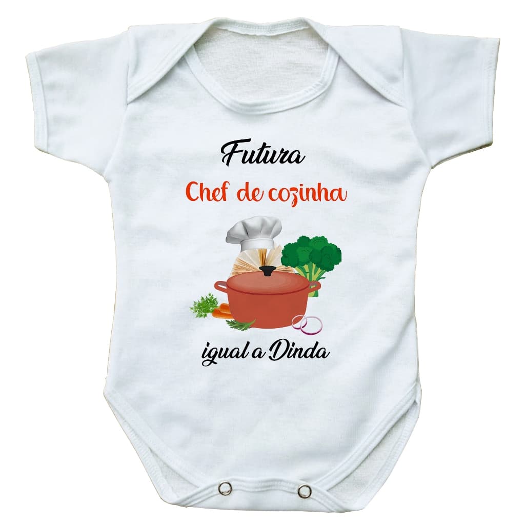 body bebe roupinha infantil futura chef de cozinha igual a dinda presente profissão