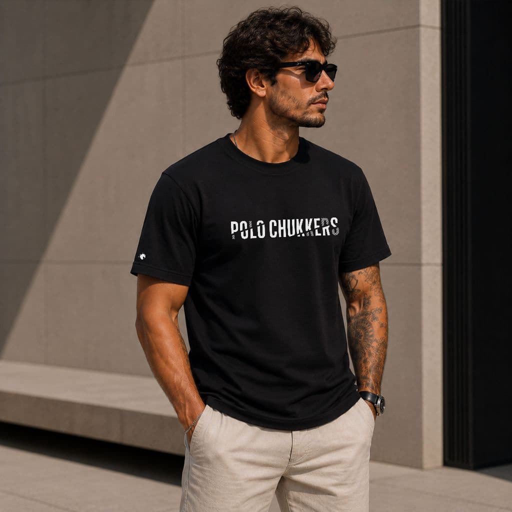 Camiseta camisa masculino manga curta polo chukkers estampa cavalo 100% Algodão Premium BRANCO POLO