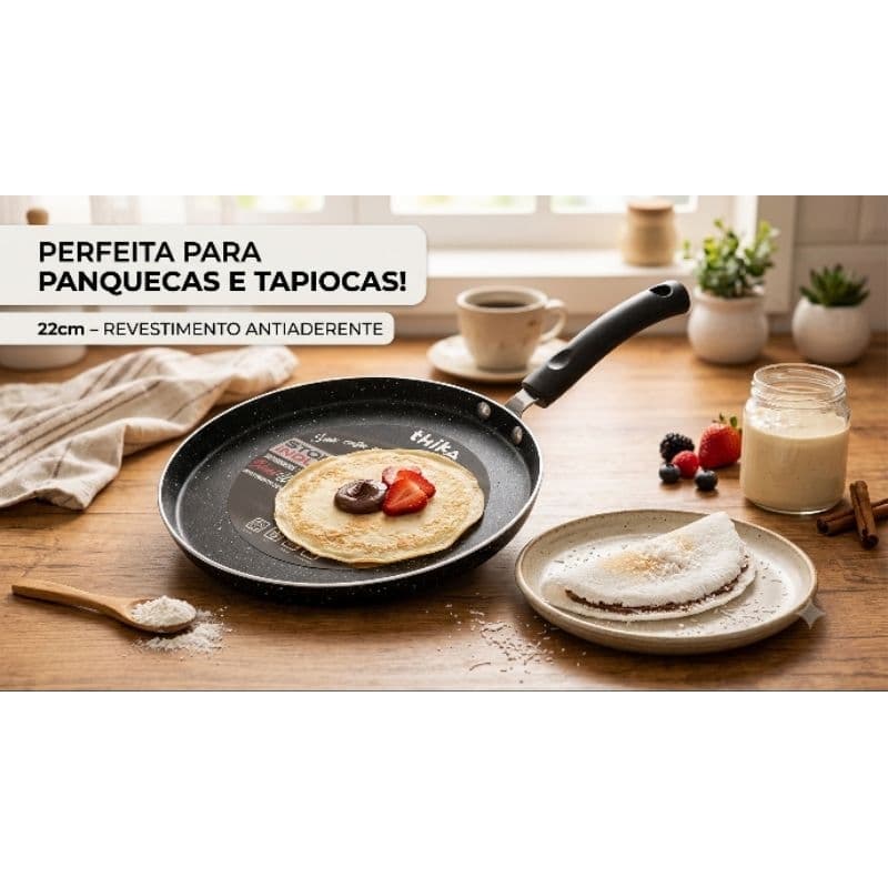 Frigideira Antiaderente Teflon Tapioqueira Panquequeira Facil Desenforme