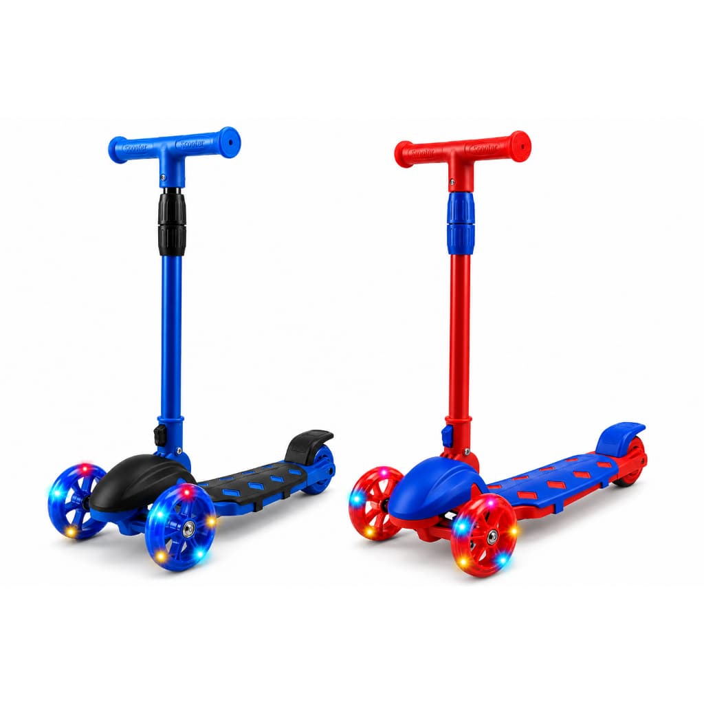 Patinete Elétrico Led Speed Azul  Vermelha Dobrável LED Rodas  Guidão Ajustável Freio Até 25kg Idade Maior de 3 Anos