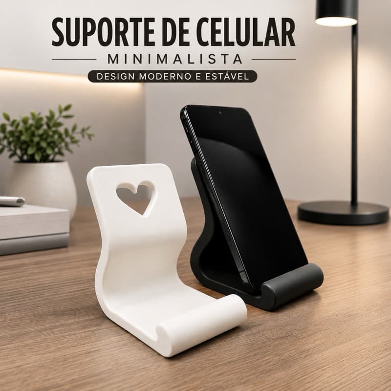 Suporte Moderno para Celular com Design Elegante, Estabilidade Segura e Praticidade para o Uso Diário