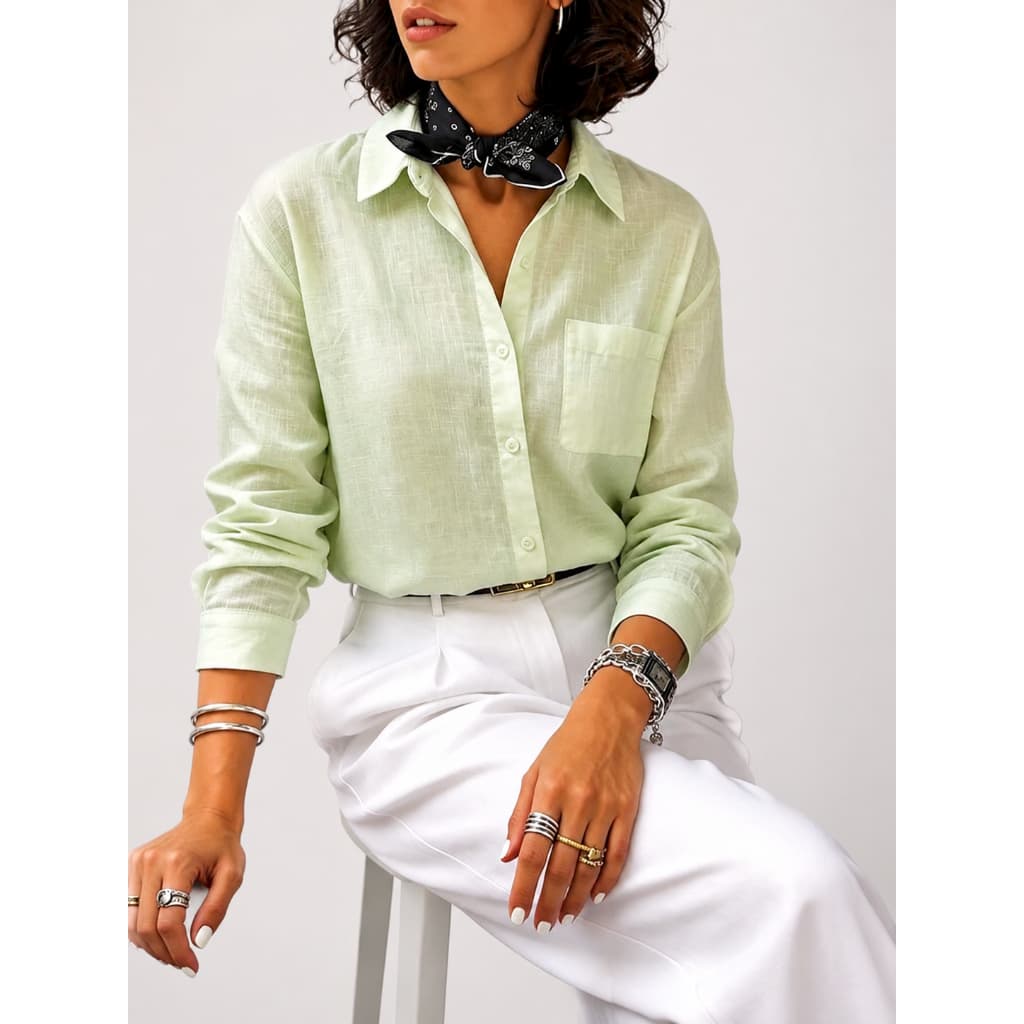 Camisa Linho Alongada Alfaiataria Feminina