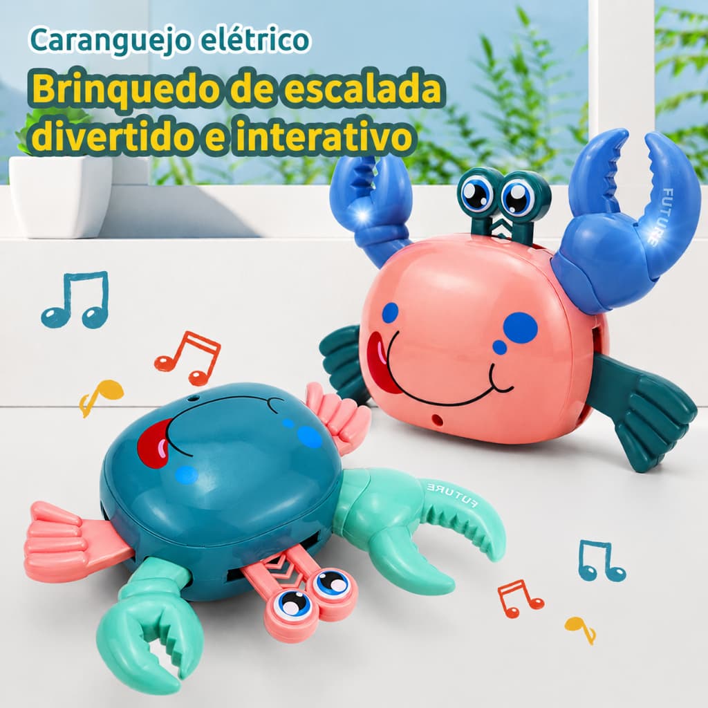 Caranguejo Fugitivo Brinquedo Bebê Musical Sensor Inteligente Luz Som Recarregável Engatinhar